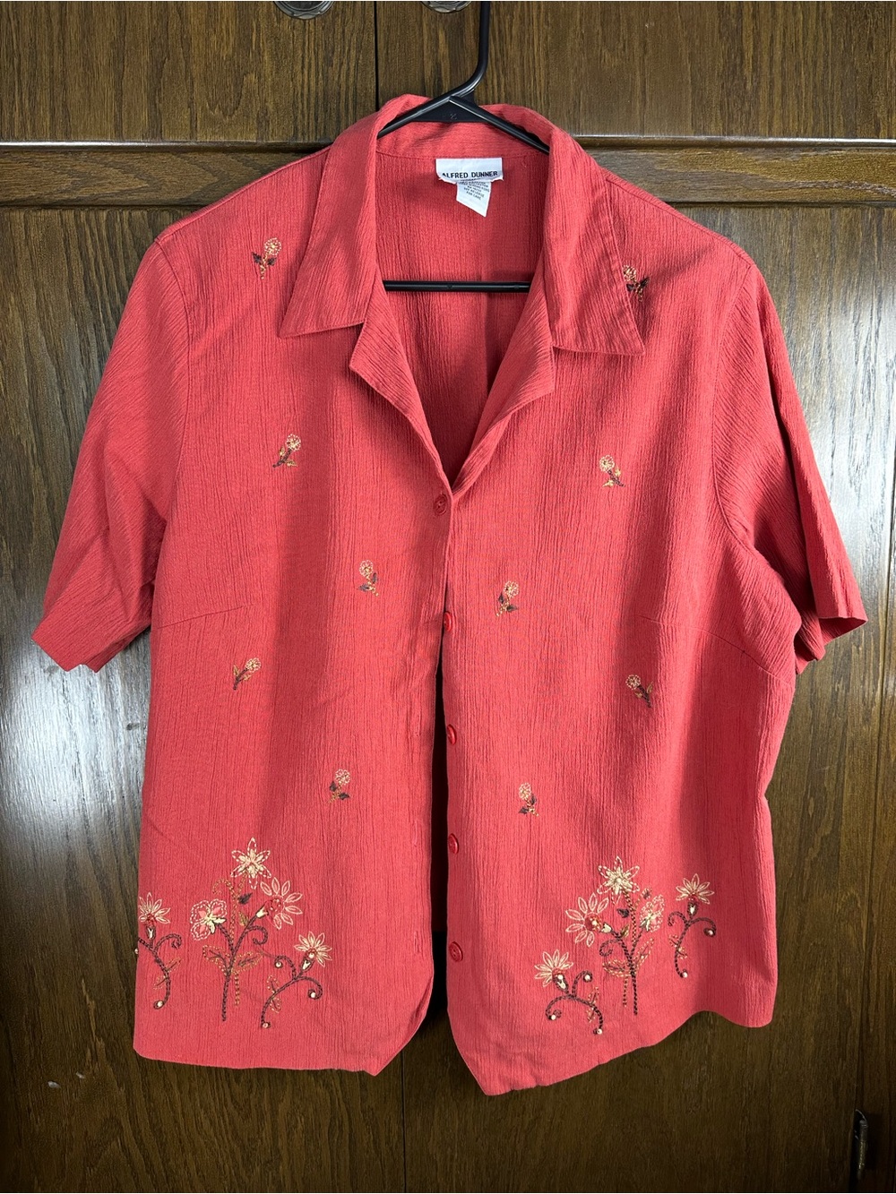Alfred Dunner Coral Embroidered Short-Sleeve Blouse